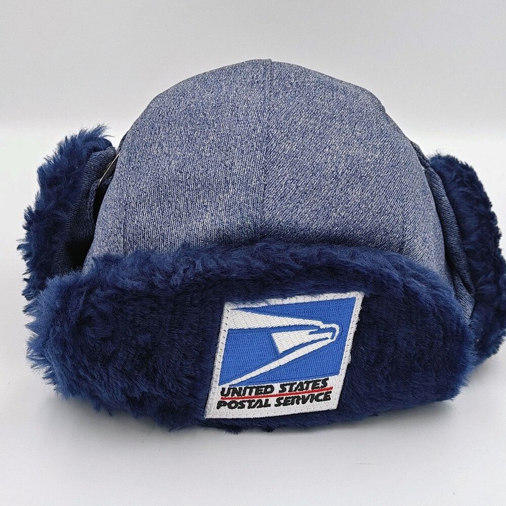 USPS United States Postal Service Winter SMALL Trapper Hat Chin strap Faux Fur